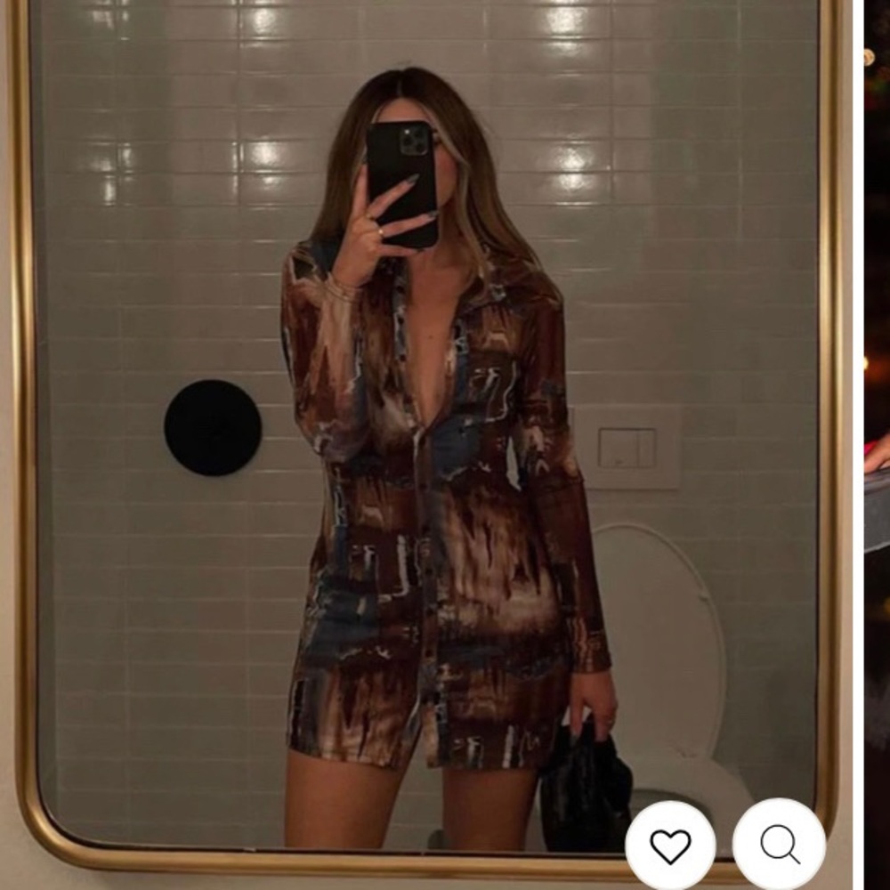 NWOT 12th Tribe Pollock Brown Button Up Mesh Dress